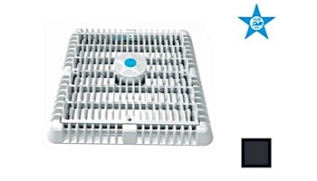 AquaStar 9" Square Wave Suction Outlet Cover with Frame and Vented Riser Ring | Black | WAV9WR102