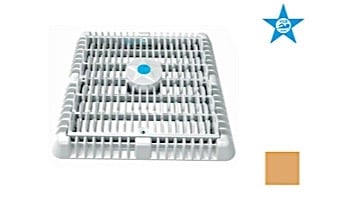 AquaStar 9" Square Wave Suction Outlet Cover with Frame and Vented Riser Ring | Tan | WAV9WR108