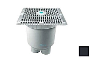 AquaStar 9" Square Wave Anti-Entrapment Suction Outlet Cover with Vented Riser Ring with 2 Port Double Deep Sump Bucket | Black | WAV9WR102B