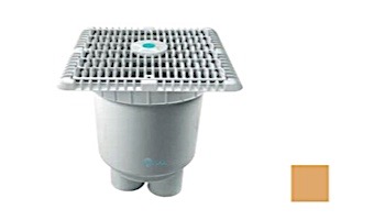 AquaStar 9" Square Wave Anti-Entrapment Suction Outlet Cover with Vented Riser Ring with 2 Port Double Deep Sump Bucket (VGB Series) | Tan | WAV9WR108B