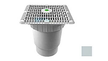 AquaStar 9" Square Wave Suction Outlet Cover with Vented Riser Ring with Double Deep Sump Bucket with 6" Spigot (VGB Series) Light Gray | WAV9WR103E