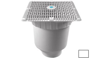 AquaStar 12"x12" Square Wave Grate  & Vented Riser Ring with Double Deep Sump Bucket with 4" Socket (VGB Series) | White | WAV12WR101D