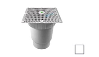 AquaStar 12" Square Wave Suction Outlet Cover with Vented Riser Ring with Double Deep Sump Bucket with 6" Spigot (VGB Series) White | WAV12WR101E