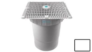 AquaStar 12"x12" Square Wave Grate  & Vented Riser Ring with Double Deep Sump Bucket with 6" Socket (VGB Series) | White | WAV12WR101F