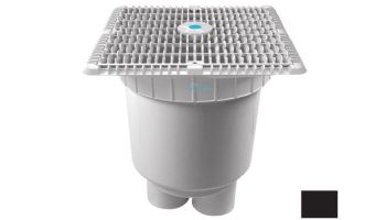 AquaStar 12"x12" Wave Suction Outlet  & Vented Riser Ring with 2 Port Double Deep Sump Bucket | Black | WAV12WR102B