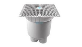 AquaStar 12"x12" Wave Suction Outlet  & Vented Riser Ring with 2 Port Double Deep Sump Bucket | Black | WAV12WR102B