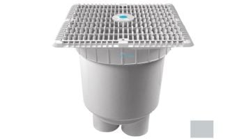 AquaStar 12"x12" Wave Suction Outlet & Vented Riser Ring with 2 Port Double Deep Sump Bucket | Light Gray | WAV12WR103B