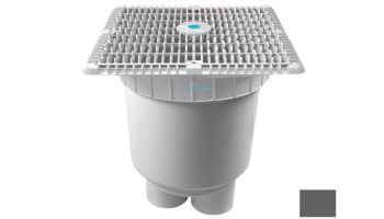 AquaStar 12"x12" Wave Suction Outlet  & Vented Riser Ring with 2 Port Double Deep Sump Bucket | Dark Gray | WAV12WR105B