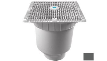 AquaStar 12"x12" Square Wave Grate  & Vented Riser Ring with Double Deep Sump Bucket with 4" Socket (VGB Series) | Dark Gray | WAV12WR105D