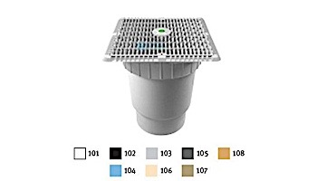 AquaStar 12" Square Wave Suction Outlet Cover with Vented Riser Ring with Double Deep Sump Bucket with 6" Spigot (VGB Series) Dark Gray | WAV12WR105E