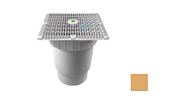 AquaStar 12" Square Wave Suction Outlet Cover with Vented Riser Ring with Double Deep Sump Bucket with 6" Spigot (VGB Series) Tan | WAV12WR108E