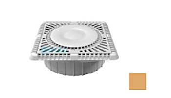 AquaStar 9" Square Sun Grate with Vented Riser Ring with Double Deep Mud Frame|Sump for Optional Secondary Drain (VGB Series) Tan | SUN9WR108A