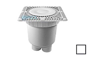 AquaStar 9" Square Sun Grate with Vented Riser Ring with 2 Port Double Deep Sump Bucket (VGB Series) White | SUN9WR101B
