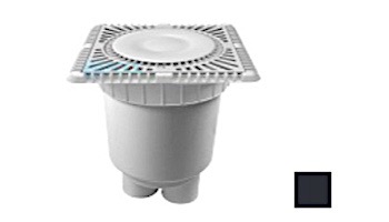 AquaStar 9" Square Sun Grate with Vented Riser Ring with 2 Port Double Deep Sump Bucket (VGB Series) Black | SUN9WR102B