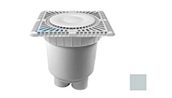 AquaStar 9" Square Sun Grate with Vented Riser Ring with 2 Port Double Deep Sump Bucket (VGB Series) Light Gray | SUN9WR103B