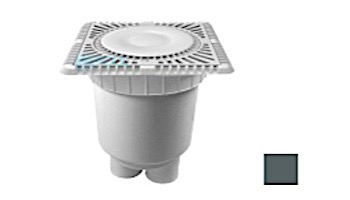 AquaStar 9" Square Sun Grate with Vented Riser Ring with 2 Port Double Deep Sump Bucket (VGB Series) Dark Gray | SUN9WR105B