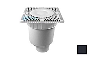AquaStar 9" Square Sun Grate with Vented Riser Ring with Double Deep Sump Bucket with 4" Spigot (VGB Series) Black | SUN9WR102C