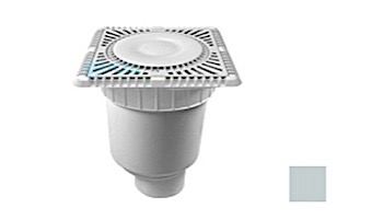 AquaStar 9" Square Sun Grate with Vented Riser Ring with Double Deep Sump Bucket with 4" Spigot (VGB Series) Light Gray | SUN9WR103C