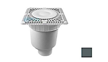 AquaStar 9" Square Sun Grate with Vented Riser Ring with Double Deep Sump Bucket with 4" Spigot (VGB Series) Dark Gray | SUN9WR105C