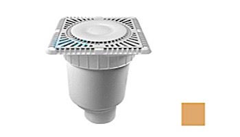 AquaStar 9" Square Sun Grate with Vented Riser Ring with Double Deep Sump Bucket with 4" Spigot (VGB Series) Tan | SUN9WR108C