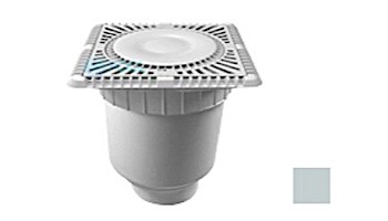AquaStar 9" Square Sun Grate with Vented Riser Ring with Double Deep Sump Bucket with 4" Socket (VGB Series) Light Gray | SUN9WR103D