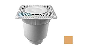 AquaStar 9" Square Sun Grate with Vented Riser Ring with Double Deep Sump Bucket with 4" Socket (VGB Series) Tan | SUN9WR108D