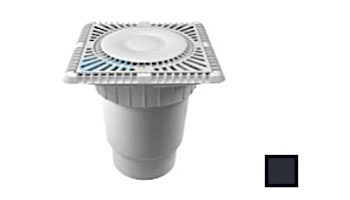AquaStar 9" Square Sun Grate with Vented Riser Ring with Double Deep Sump Bucket with 6" Spigot (VGB Series) Black | SUN9WR102E