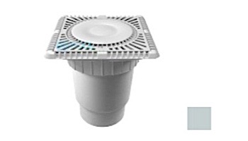 AquaStar 9" Square Sun Grate with Vented Riser Ring with Double Deep Sump Bucket with 6" Spigot (VGB Series) Light Gray | SUN9WR103E
