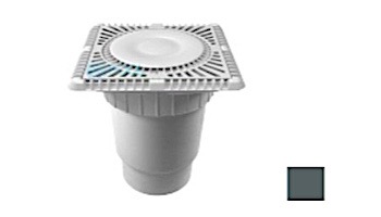 AquaStar 9" Square Sun Grate with Vented Riser Ring with Double Deep Sump Bucket with 6" Spigot (VGB Series) Dark Gray | SUN9WR105E