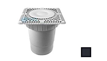 AquaStar 9" Square Sun Grate with Vented Riser Ring with Double Deep Sump Bucket with 6" Socket (VGB Series) Black | SUN9WR102F
