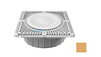Aquastar 12" Square Sun Grate with Vented Riser Ring with Double Deep Mud Frame|Sump for Optional Secondary Drain (VGB Series) Tan | SUN12WR108A