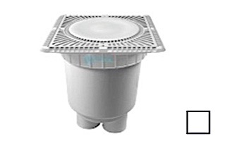 Aquastar 12" Square Sun Grate with Vented Riser Ring with 2 Port Double Deep Sump Bucket (VGB Series) White | SUN12WR101B