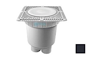 Aquastar 12" Square Sun Grate with Vented Riser Ring with 2 Port Double Deep Sump Bucket (VGB Series) Black | SUN12WR102B