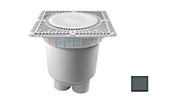 Aquastar 12" Square Sun Grate with Vented Riser Ring with 2 Port Double Deep Sump Bucket (VGB Series) Dark Gray | SUN12WR105B