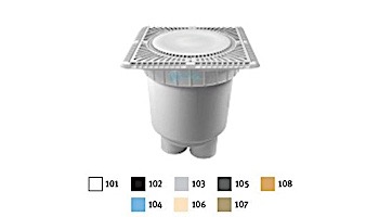 Aquastar 12" Square Sun Grate with Vented Riser Ring with 2 Port Double Deep Sump Bucket (VGB Series) Light Gray | SUN12WR103B