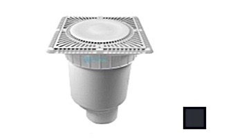 Aquastar 12" Square Sun Grate with Vented Riser Ring with Double Deep Sump Bucket with 4" Spigot (VGB Series) Black | SUN12WR102C