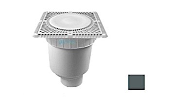 Aquastar 12" Square Sun Grate with Vented Riser Ring with Double Deep Sump Bucket with 4" Spigot (VGB Series) Dark Gray | SUN12WR105C