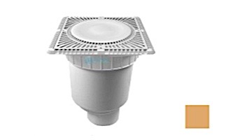 Aquastar 12" Square Sun Grate with Vented Riser Ring with Double Deep Sump Bucket with 4" Spigot (VGB Series) Tan | SUN12WR108C