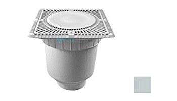 Aquastar 12" Square Sun Grate with Vented Riser Ring with Double Deep Sump Bucket with 4" Socket (VGB Series) Light Gray | SUN12WR103D