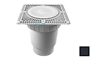 Aquastar 12" Square Sun Grate with Vented Riser Ring with Double Deep Sump Bucket with 6" Spigot (VGB Series) Black | SUN12WR102E