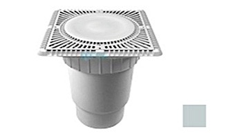 Aquastar 12" Square Sun Grate with Vented Riser Ring with Double Deep Sump Bucket with 6" Spigot (VGB Series) Light Gray | SUN12WR103E