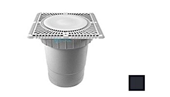 Aquastar 12" Square Sun Grate with Vented Riser Ring with Double Deep Sump Bucket with 6" Socket (VGB Series) Black | SUN12WR102F