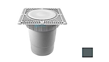Aquastar 12" Square Sun Grate with Vented Riser Ring with Double Deep Sump Bucket with 6" Socket (VGB Series) Dark Gray | SUN12WR105F