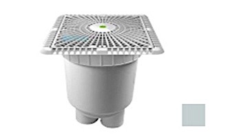 AquaStar 9" Square Star Anti-Entrapment Suction Outlet Cover with Vented Riser Ring with 2 Port Double Deep Sump Bucket (VGB Series) Light Gray | P9103B