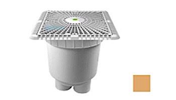 AquaStar 9" Square Star Anti-Entrapment Suction Outlet Cover with Vented Riser Ring with 2 Port Double Deep Sump Bucket (VGB Series) Tan | P9108B