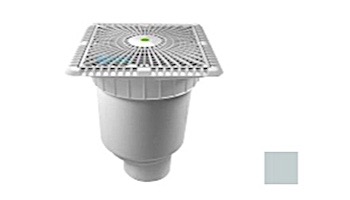 AquaStar 9" Square Star Anti-Entrapment Suction Outlet Cover with Vented Riser Ring with Double Deep Sump Bucket with 4" Spigot (VGB Series) Light Gray | P9103C