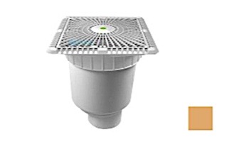 AquaStar 9" Square Star Anti-Entrapment Suction Outlet Cover with Vented Riser Ring with Double Deep Sump Bucket with 4" Spigot (VGB Series) Tan | P9108C