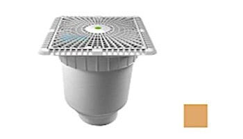 AquaStar 9" Square Star Anti-Entrapment Suction Outlet Cover with Vented Riser Ring with Double Deep Sump Bucket with 4" Socket (VGB Series) Tan | P9108D