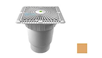 AquaStar 9" Square Star Anti-Entrapment Suction Outlet Cover with Vented Riser Ring with Double Deep Sump Bucket with 6" Spigot (VGB Series) Tan | P9108E
