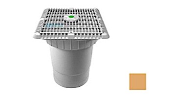 AquaStar 9" Square Star Anti-Entrapment Suction Outlet Cover with Vented Riser Ring with Double Deep Sump Bucket with 6" Socket (VGB Series) Tan | P9108F